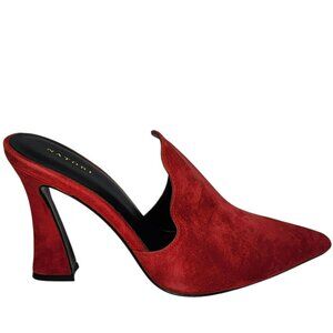 Natori Minh Brocade Red Suede Pointed Toe Mules Size 8.5‎ – New in Box